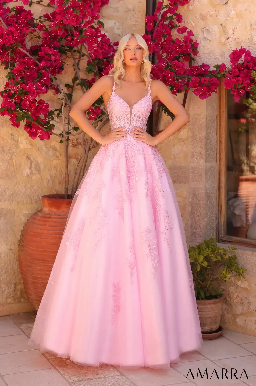 pink ball gown prom dress